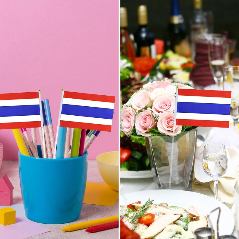 mflagperft Thailand Flag Thai Flag, Small Mini Handheld Thailand Flags on Stick, Ideal for Party Parades Sports Events Patriotic Festival Decorations - Image 5